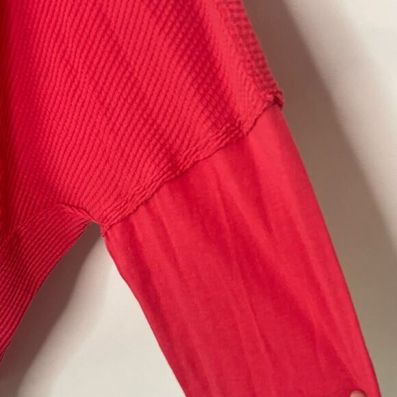 We The Free Waffle Knit Oversized Ringer Long Sleeve Shirt Large - Picture 6 of 8